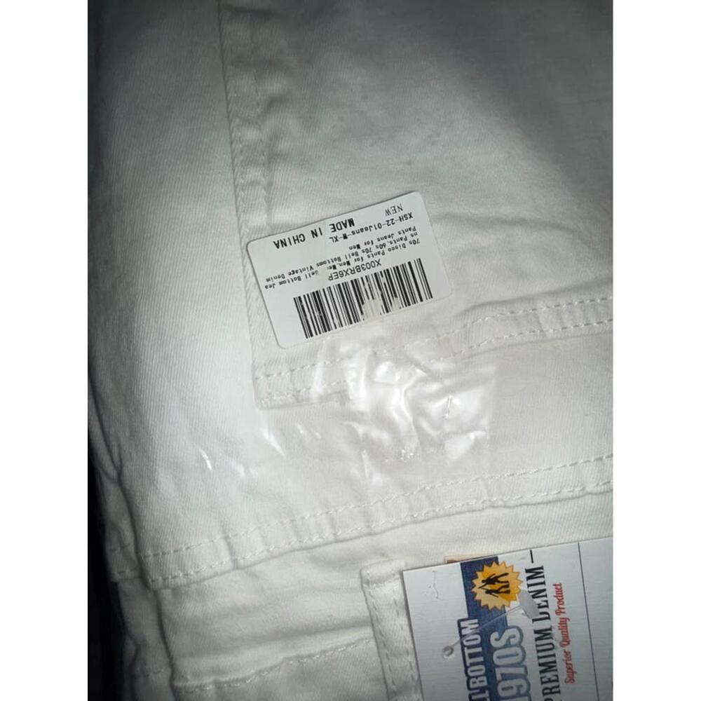 EVERDESIGN 70s Disco White Bell Bottom Jeans XL